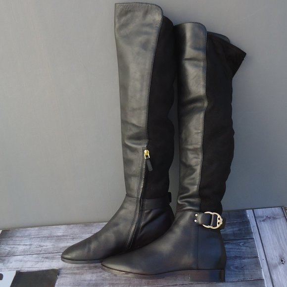 Tory Burch Shoes - SIZE 8.5. Tory Burch leather over the knee-high stretch panel riding boots.